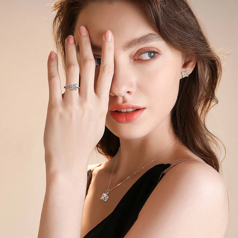 MJ-54 D Color Moissanite Lab Diamond Stud Earring For Women 925 Sterling Silver Wedding Engagement Ear Studs Jewelry